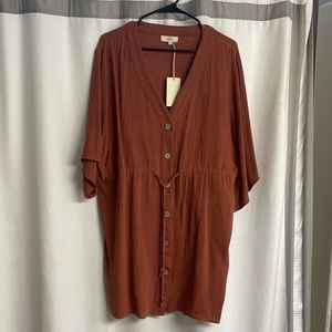 Rustic brown, boho linen dress.